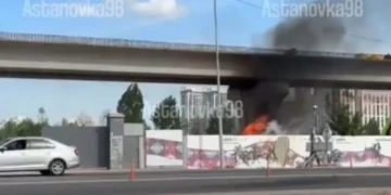 Пожар произошел на стройке LRT в Астане