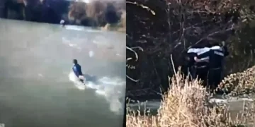 Жамбыл облысында көл ортасындағы тасқа жабысып қалған баланы полицейлер құтқарды