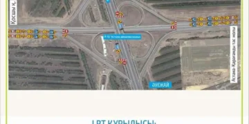 Движение перекроют на объездной дороге в Астане из-за работ на LRT